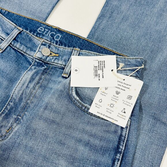ETICA Anya High Rise Modern Flare Blue Jeans In River Cliff Size 29x32 NWT $239 - Picture 7 of 12
